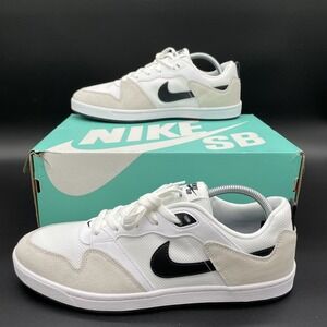 Nike SB Alleyoop Classic Skate Shoes White Black Suede Mesh Mens Sz 11.5 NWB